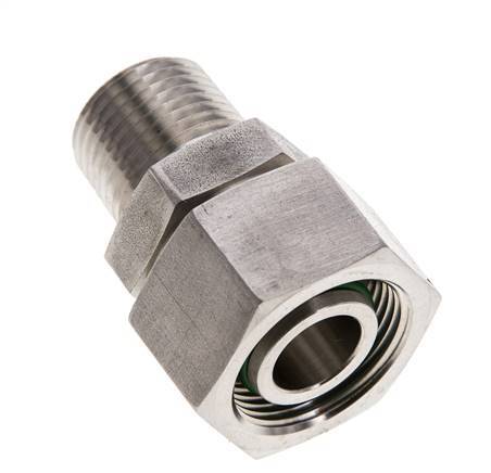 18L & 1/2'' NPT RVS Rechte Draaidoorvoer Buitendraad 315bar FKM O-ring en Afdichtconus Verstelbaar ISO 8434-1