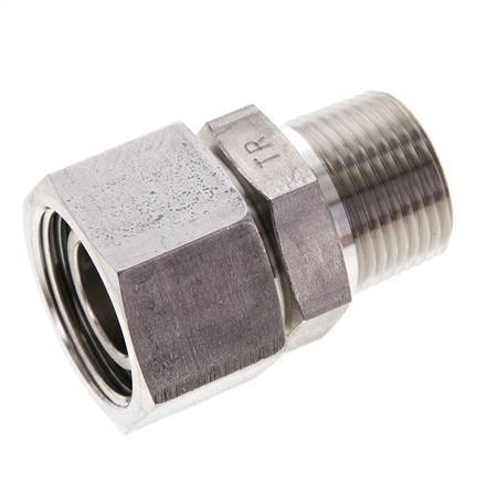 22L & 3/4'' NPT RVS Rechte Draaidoorvoer Buitendraad 160bar FKM O-ring en Afdichtconus Verstelbaar ISO 8434-1