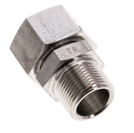 22L & 3/4'' NPT RVS Rechte Draaidoorvoer Buitendraad 160bar FKM O-ring en Afdichtconus Verstelbaar ISO 8434-1