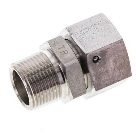22L & 3/4'' NPT Stainless Steel Straight Swivel with Male Threads 160 bar FKM O-ring Sealing Cone Adjustable ISO 8434-1