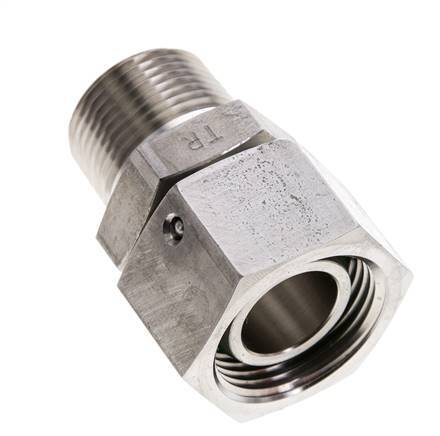 22L & 3/4'' NPT RVS Rechte Draaidoorvoer Buitendraad 160bar FKM O-ring en Afdichtconus Verstelbaar ISO 8434-1