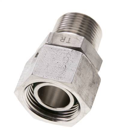 22L & 3/4'' NPT RVS Rechte Draaidoorvoer Buitendraad 160bar FKM O-ring en Afdichtconus Verstelbaar ISO 8434-1