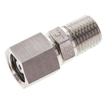 6S & 1/4'' NPT RVS Rechte Draaidoorvoer Buitendraad 630bar FKM O-ring en Afdichtconus Verstelbaar ISO 8434-1