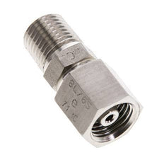 6S & 1/4'' NPT RVS Rechte Draaidoorvoer Buitendraad 630bar FKM O-ring en Afdichtconus Verstelbaar ISO 8434-1