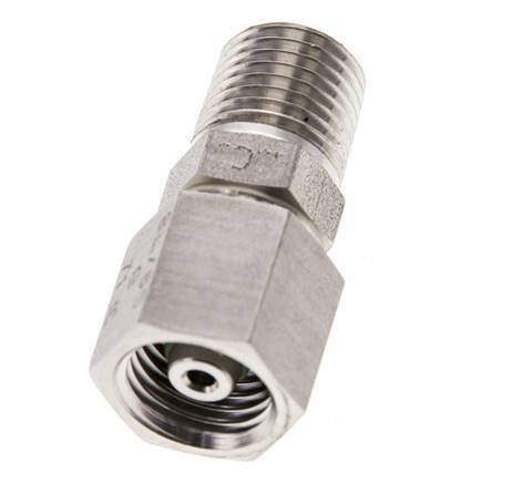 6S & 1/4'' NPT RVS Rechte Draaidoorvoer Buitendraad 630bar FKM O-ring en Afdichtconus Verstelbaar ISO 8434-1