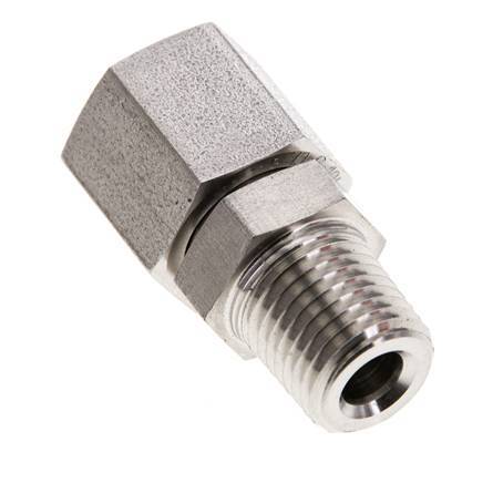 8S & 1/4'' NPT RVS Rechte Draaidoorvoer Buitendraad 630bar FKM O-ring en Afdichtconus Verstelbaar ISO 8434-1