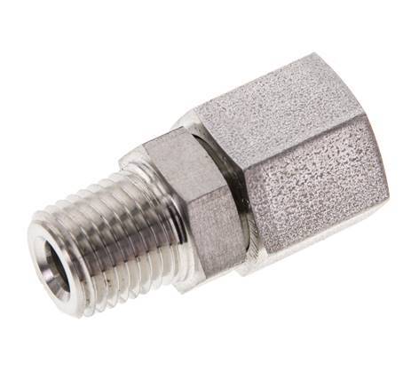 8S & 1/4'' NPT RVS Rechte Draaidoorvoer Buitendraad 630bar FKM O-ring en Afdichtconus Verstelbaar ISO 8434-1