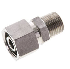 12S & 3/8'' NPT RVS Rechte Draaidoorvoer Buitendraad 630bar FKM O-ring en Afdichtconus Verstelbaar ISO 8434-1