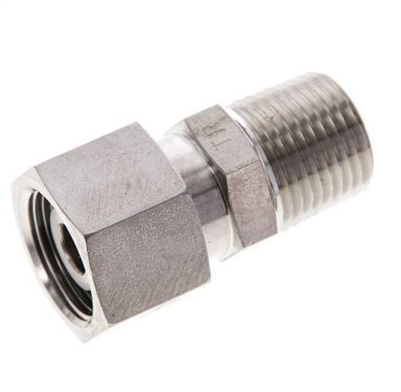 14S & 1/2'' NPT RVS Rechte Draaidoorvoer Buitendraad 630bar FKM O-ring en Afdichtconus Verstelbaar ISO 8434-1