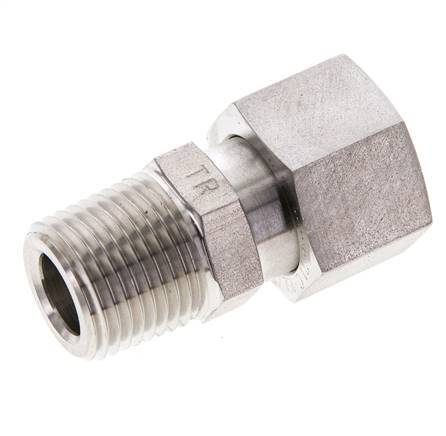 14S & 1/2'' NPT RVS Rechte Draaidoorvoer Buitendraad 630bar FKM O-ring en Afdichtconus Verstelbaar ISO 8434-1