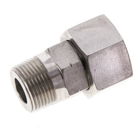 20S & 3/4'' NPT RVS Rechte Draaidoorvoer Buitendraad 400bar FKM O-ring en Afdichtconus Verstelbaar ISO 8434-1