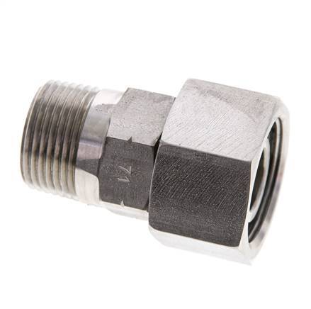 20S & 3/4'' NPT RVS Rechte Draaidoorvoer Buitendraad 400bar FKM O-ring en Afdichtconus Verstelbaar ISO 8434-1