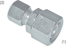 6L & 12L Zink plated Steel Straight Cutting Fitting with Swivel 315 bar NBR O-ring Sealing Cone ISO 8434-1 [2 Pieces]