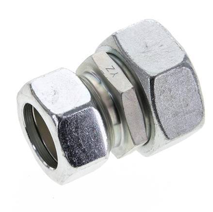 28L & 35L Zink plated Steel Straight Cutting Fitting with Swivel 160 bar NBR O-ring Sealing Cone ISO 8434-1