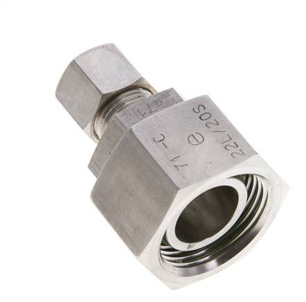 10L & 22L Stainless Steel Straight Compression Fitting with Swivel 160 bar FKM O-ring Sealing Cone ISO 8434-1