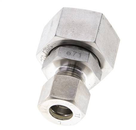 12L & 22L Stainless Steel Straight Compression Fitting with Swivel 160 bar FKM O-ring Sealing Cone ISO 8434-1