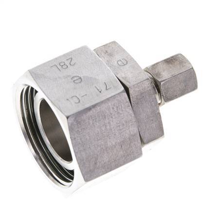 6L & 28L Stainless Steel Straight Compression Fitting with Swivel 160 bar FKM O-ring Sealing Cone ISO 8434-1