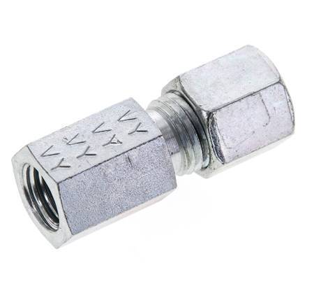 6S & M12x1.5 Zink plated Steel Straight Cutting Fitting with Female Threads 630 bar ISO 8434-1