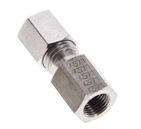 6L & M10x1 Stainless Steel Straight Cutting Fitting with Female Threads 315 bar ISO 8434-1