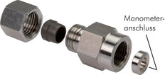 6L & G1/4'' Zink plated Steel Straight Cutting Fitting with Female Threads for Pressure Gauges 315 bar ISO 8434-1 [2 Pieces]