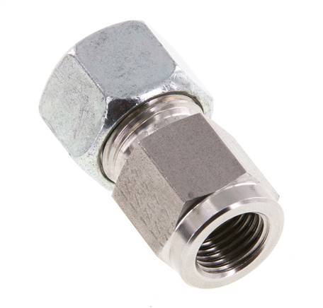 12L & G1/4'' RVS Rechte Snijringkoppeling Binnendraad voor manometers 315bar ISO 8434-1