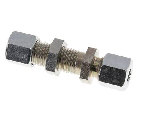 8L Zink plated Steel Straight Cutting Fitting Bulkhead 315 bar ISO 8434-1 [2 Pieces]
