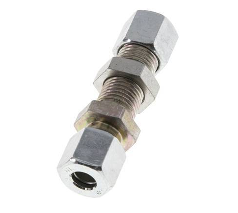 8L Zink plated Steel Straight Cutting Fitting Bulkhead 315 bar ISO 8434-1 [2 Pieces]