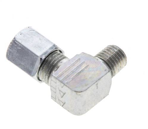 6LL & M8x1 (con) Verzinkt Stalen L-Vorm Snijringkoppeling Buitendraad 100bar ISO 8434-1