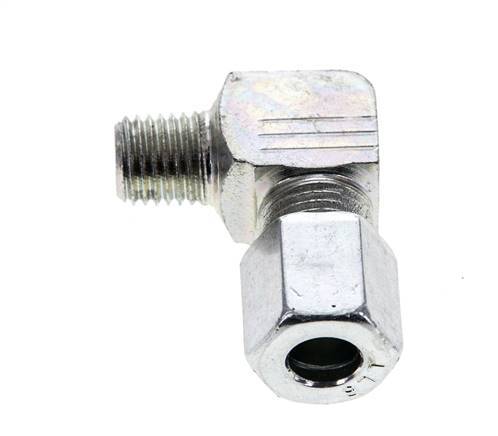 6LL & M8x1 (con) Verzinkt Stalen L-Vorm Snijringkoppeling Buitendraad 100bar ISO 8434-1