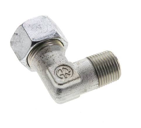 15L & M18x1.5 (con) Verzinkt Stalen L-Vorm Snijringkoppeling Buitendraad 315bar ISO 8434-1