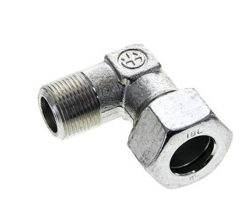 18L & M22x1.5 (con) Verzinkt Stalen L-Vorm Snijringkoppeling Buitendraad 315bar ISO 8434-1