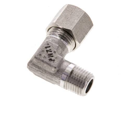 8LL & M10x1 (con) RVS L-Vorm Snijringkoppeling Buitendraad 100bar ISO 8434-1