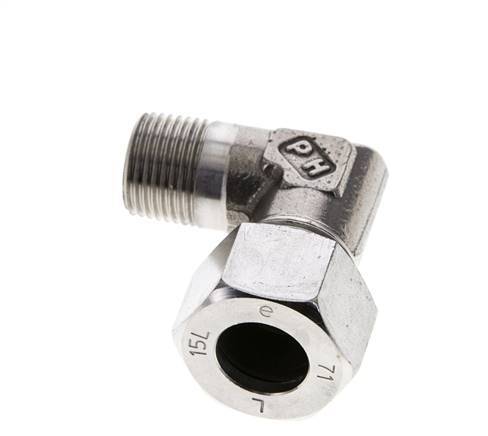 15L & M18x1.5 (con) RVS L-Vorm Snijringkoppeling Buitendraad 315bar ISO 8434-1