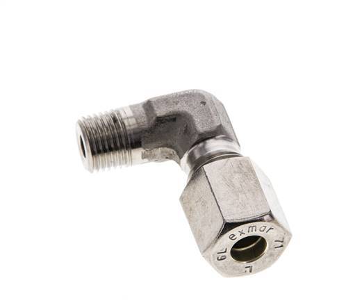6L & M10x1 (con) RVS L-Vorm Knelfitting Buitendraad 315bar ISO 8434-1