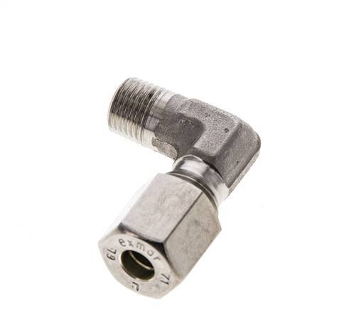 6L & M10x1 (con) RVS L-Vorm Knelfitting Buitendraad 315bar ISO 8434-1