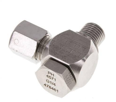 6S & G1/4'' RVS Swivel Joint Snijringkoppeling Buitendraad 400bar Draaibaar ISO 8434-1