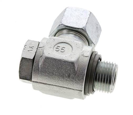 16S & G1/2'' Verzinkt Stalen Swivel Joint Snijringkoppeling Buitendraad 400bar NBR O-ring Draaibaar ISO 8434-1