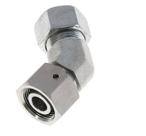 15L Verzinkt Stalen 45gr L-stuk Snijringkoppeling Draaidoorvoer 315bar NBR O-ring en Afdichtconus Verstelbaar ISO 8434-1