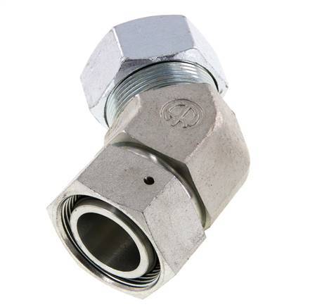 35L Verzinkt Stalen 45gr L-stuk Snijringkoppeling Draaidoorvoer 160bar NBR O-ring en Afdichtconus Verstelbaar ISO 8434-1