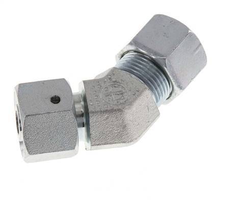 12S Verzinkt Stalen 45gr L-stuk Snijringkoppeling Draaidoorvoer 630bar NBR O-ring en Afdichtconus Verstelbaar ISO 8434-1