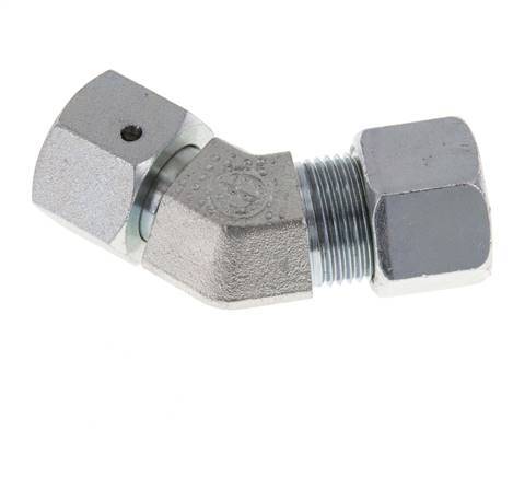 12S Verzinkt Stalen 45gr L-stuk Snijringkoppeling Draaidoorvoer 630bar NBR O-ring en Afdichtconus Verstelbaar ISO 8434-1