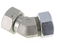 38S Verzinkt Stalen 45gr L-stuk Snijringkoppeling Draaidoorvoer 315bar NBR O-ring en Afdichtconus Verstelbaar ISO 8434-1