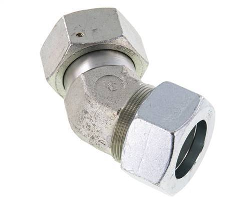 38S Verzinkt Stalen 45gr L-stuk Snijringkoppeling Draaidoorvoer 315bar NBR O-ring en Afdichtconus Verstelbaar ISO 8434-1