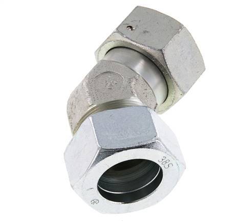 38S Verzinkt Stalen 45gr L-stuk Snijringkoppeling Draaidoorvoer 315bar NBR O-ring en Afdichtconus Verstelbaar ISO 8434-1