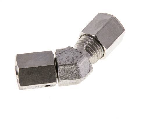6L RVS 45gr L-stuk Snijringkoppeling Draaidoorvoer 315bar FKM O-ring en Afdichtconus Verstelbaar ISO 8434-1