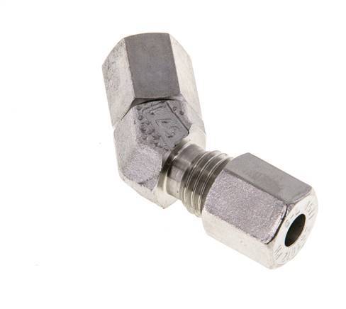 6L RVS 45gr L-stuk Snijringkoppeling Draaidoorvoer 315bar FKM O-ring en Afdichtconus Verstelbaar ISO 8434-1