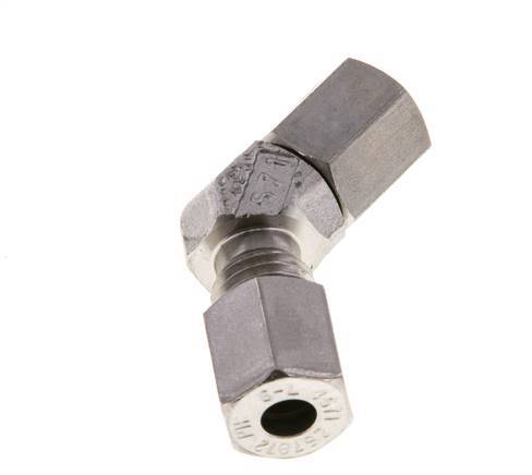 6L RVS 45gr L-stuk Snijringkoppeling Draaidoorvoer 315bar FKM O-ring en Afdichtconus Verstelbaar ISO 8434-1