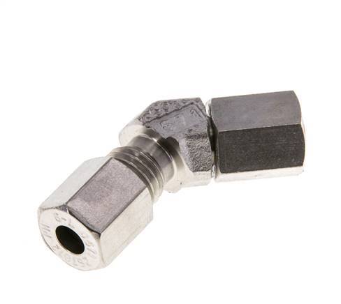 6L RVS 45gr L-stuk Snijringkoppeling Draaidoorvoer 315bar FKM O-ring en Afdichtconus Verstelbaar ISO 8434-1