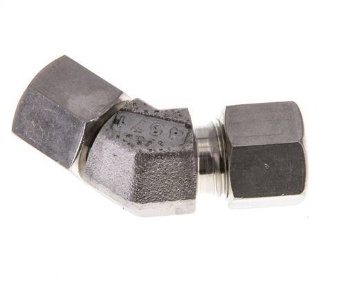 10L RVS 45gr L-stuk Snijringkoppeling Draaidoorvoer 315bar FKM O-ring en Afdichtconus Verstelbaar ISO 8434-1