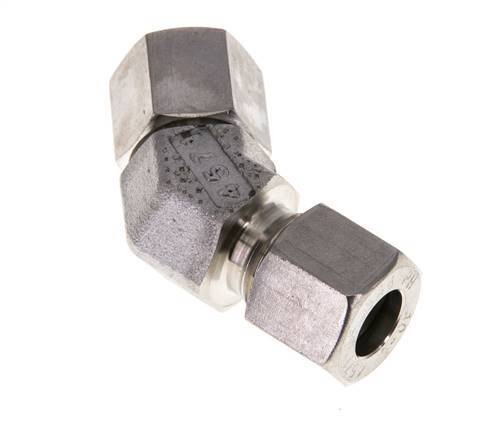 10L RVS 45gr L-stuk Snijringkoppeling Draaidoorvoer 315bar FKM O-ring en Afdichtconus Verstelbaar ISO 8434-1